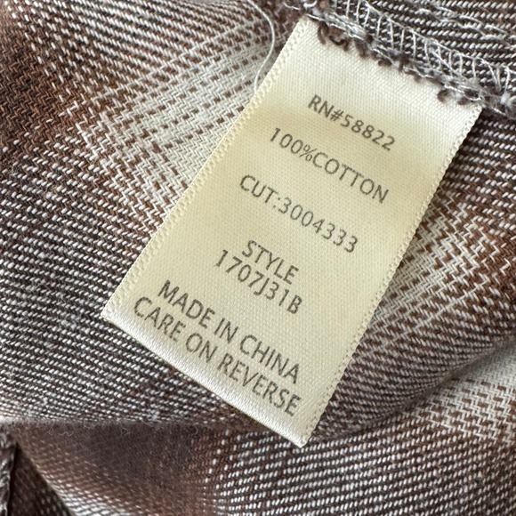 Max Studio Womens Plaid Shacket Shirt Small Brown‎ Casual Flannel Buttons Size L - Picture 7 of 7